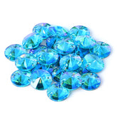 Aquamarine Shimmer Rivoli Shape High Quality Glass Sew-on Rhinestones WholesaleRhinestone